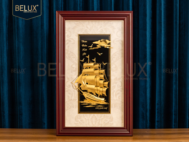 Tranh Thuyền Thuận Buồm Xuôi Gió Dát Vàng 24k 65x40cm